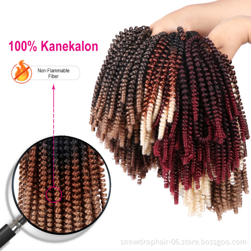 nubian 8" bulk ombre hair extension crochet braiding hair fire red synthetic spring twist hair